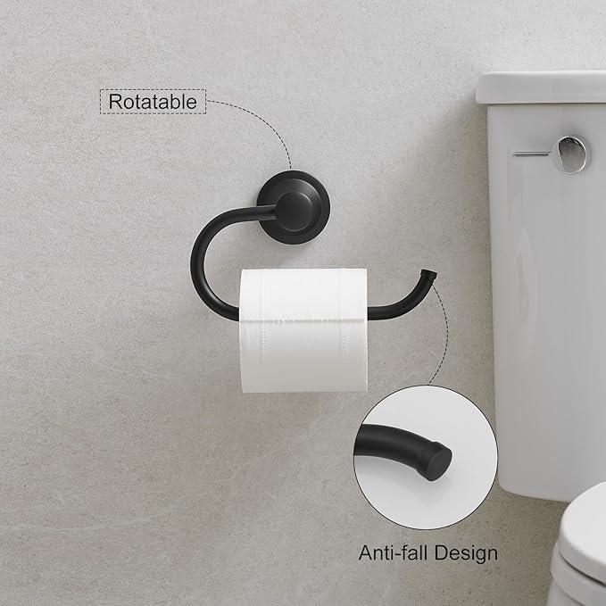 Hoimpro Matte Black Bathroom Bar Set, Wall Mounted Bathroom Hardware Fixture Tissue Roll Holder Towel Rack (Hand Towel Ring, Toilet Paper Holder), 2 PCS Bathroom Accessories, Stainless Steel - ModernBath