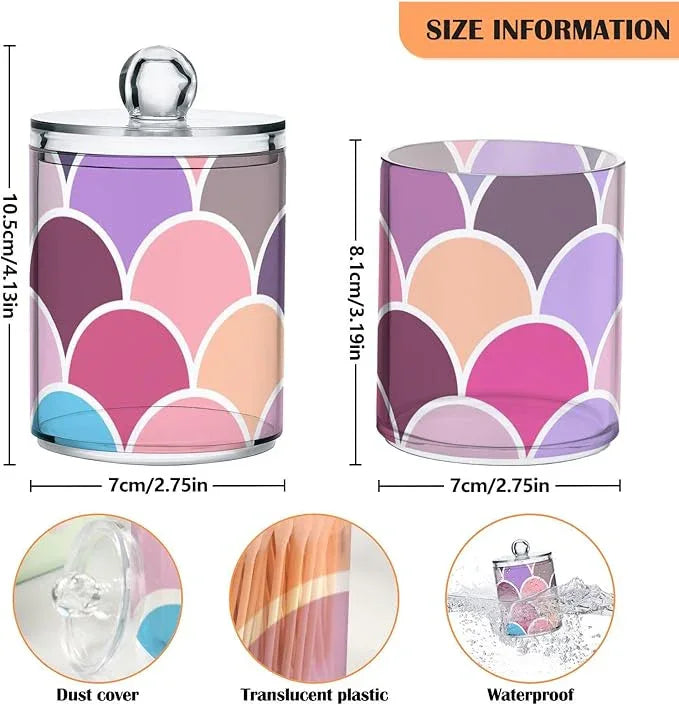 Tatenale Qtip Holder Bathroom Set Q tip Cotton Ball Swab Pad Dispenser Container Organizer Plastic Jars with Lids Storage 2Pack Abstract Geometric Shape - ModernBath