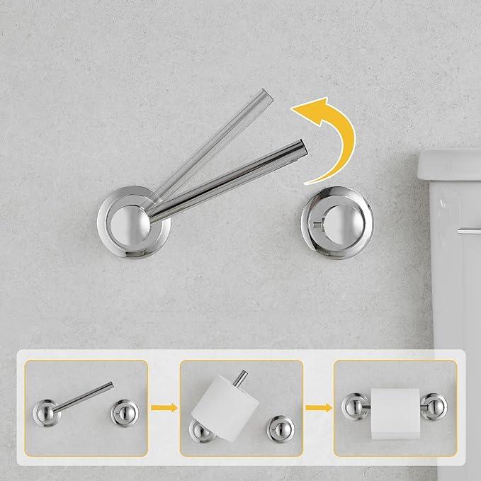 BESy Wall Mounted Toilet Paper Roll Holder Rustproof Tissue Paper Holder Bathroom Flexible Pivoting Tissue Handle Toilet Holder, Polished Chrome, Stainless Steel - ModernBath