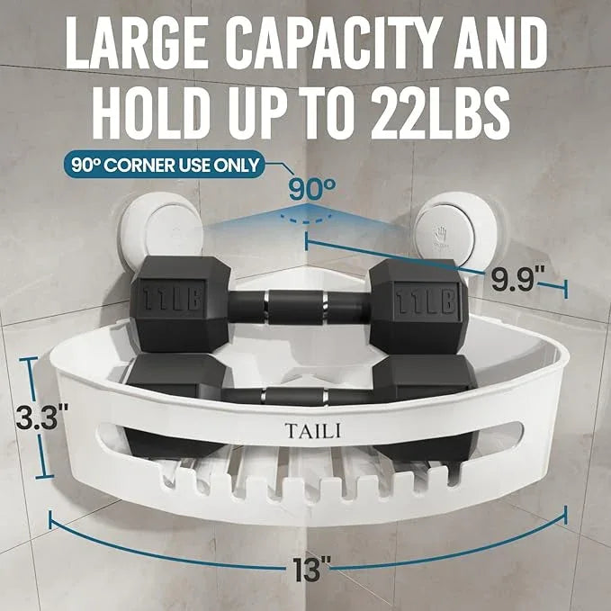 TAILI Shower Caddy Suction Cup Corner, Heavy Duty Bathroom Basket, Bath Shelves for Inside, Shower Holder Organizer for Bathroom Storage & Home Decor, No Drilling,White - ModernBath