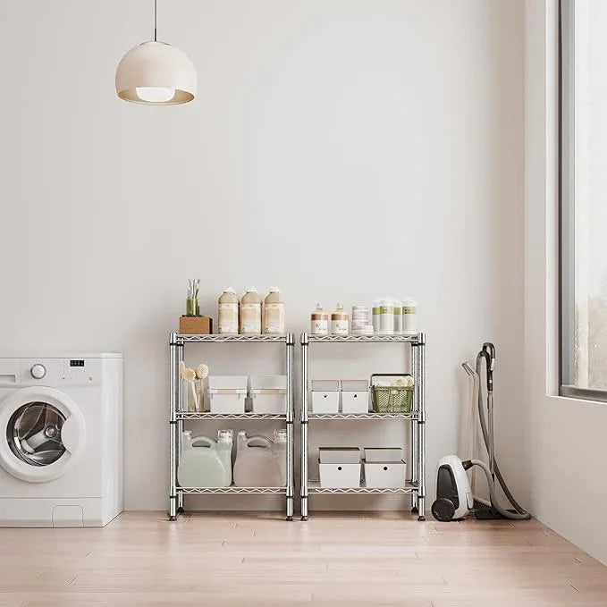 750 lbs 3 Tier Shelf Metal Storage Shelves Shelving Wire Rack Heavy Duty Closet Organizers for Garage Kitchen Bathroom Laundry Chrome 13.8" D x 23.6" W x 35.5" H - ModernBath