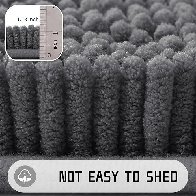 Yimobra Washable Bathroom Rugs, Super Soft & Absorbent Chenille Bath Mat for Floor & Carpet, Quick Dry Non Slip Bath Mat for Tub Shower, 32"x20",Dark Gray - ModernBath