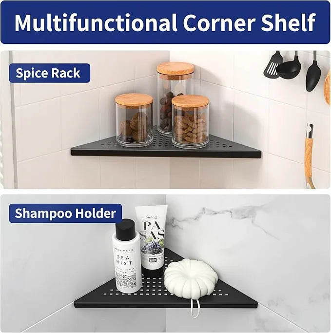 Corner Shower Shelves, 10" Matte Black 304 Stainless Steel Recessed Shelf for Bathroom, Grout in Shelf for Tiled Wall 2 Pack - ModernBath