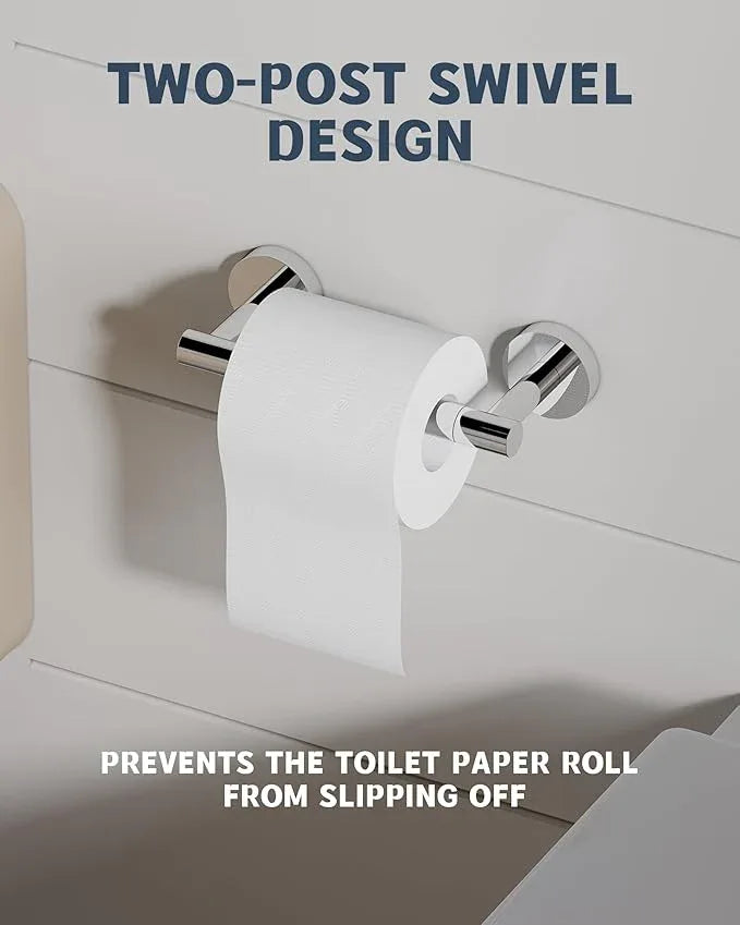 Polished Finish Toilet Paper Holder SUS304 Stainless Steel Double Post Pivoting Toilet Paper Roll Holder Wall Mounted Toilet Tissue Holder for Commercial Bathroom RV - ModernBath