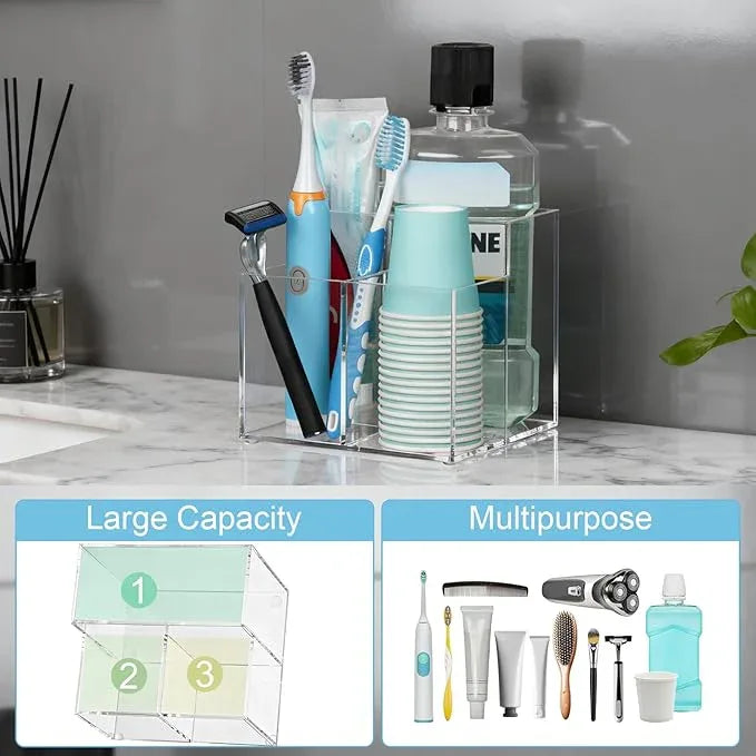 CWYEYE Toothbrush Holder, Clear Acrylic Toothbrush Holders for Bathrooms, Large Capacity Electric Toothbrush and Toothpaste Holder for Bathroom Countertop - ModernBath