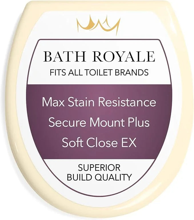 Bath Royale Toilet Seat Upgrade Round BR500-02 Heavy Duty Quiet Close, Durable, Stain-Resistant and Easy to Clean, Fits All Toilet Brands, Executive Series - Almond/Bone - ModernBath