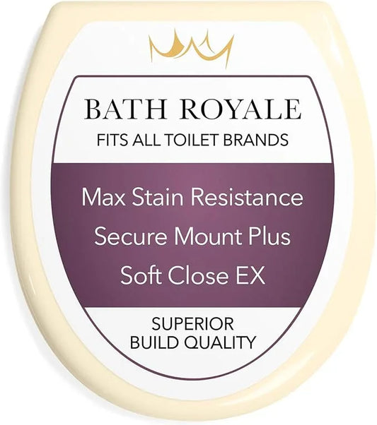 Bath Royale Toilet Seat Upgrade Round BR500-02 Heavy Duty Quiet Close, Durable, Stain-Resistant and Easy to Clean, Fits All Toilet Brands, Executive Series - Almond/Bone - ModernBath
