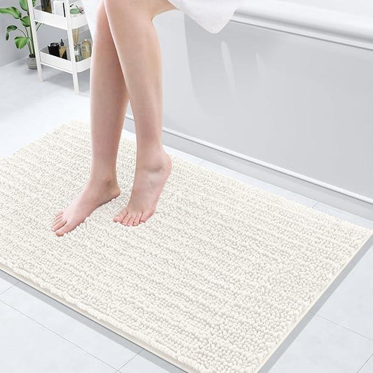 Arotive Luxury Chenille Bathroom Rug Mat, Extra Soft Thick Absorbent Shaggy Bath Rugs, Non-Slip Machine Wash Dry, Plush Bath Mats for Bathroom, Shower and Tub, 40x24, Ivory - ModernBath