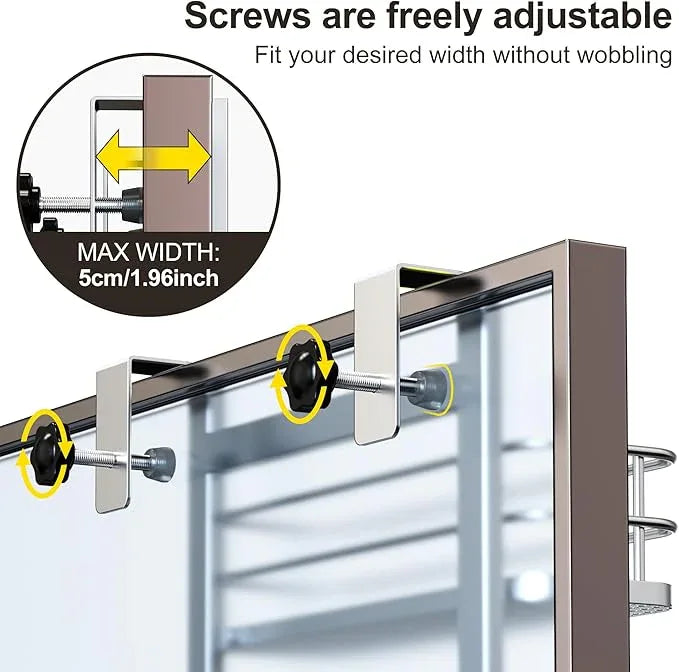 Orimade Over the Door Shower Caddy Adjustable 5 Tier Silver,Bathroom Hanging Organizer Shelf Rustproof with 4 Hooks,Shower Basket with Soap Holder and Suction Cup Bathroom - ModernBath