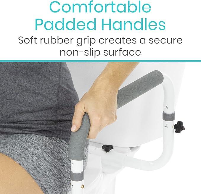 Vive Toilet Safety Rail - Adjustable Grab Bar - Compact Support Frame with Handrail for Bathroom Toilet Seat - Easy Installation for Handicap Senior Bariatrics, Elderly Balance - Padded Hand Armrest - ModernBath