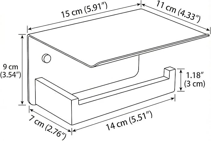 Toilet Paper Holder with Phone Shelf, The Midnight Series - Matte Black Wall Mount Dispenser with Large Storage, Industrial Grade SUS304 Stainless Steel Bathroom Hardware, Rust Proof (Matte Black) - ModernBath