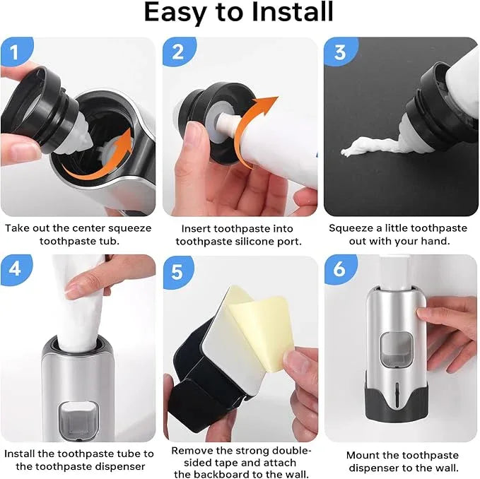 Automatic Toothpaste Dispenser Wall Mounted - Smart Touchless Toothpaste Squeezer with 3 Adjustable Levels, 2 Toothbrush Holders- for Kids and Adults, Bathroom Essentials - ModernBath