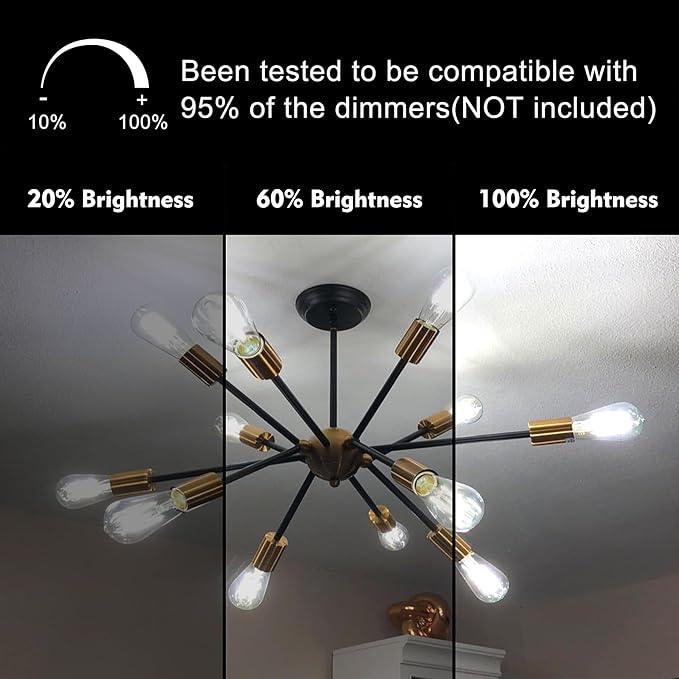 TJOY Edison Light Bulbs 60W Equivalent, Dimmable Vintage LED Light Bulbs, E26 Medium Base, 5000K Daylight, ST58, 8W, 800LM, Ultra-Bright, 80+CRI, Antique Decorative LED Filament, Clear Glass, 6 Pack - ModernBath