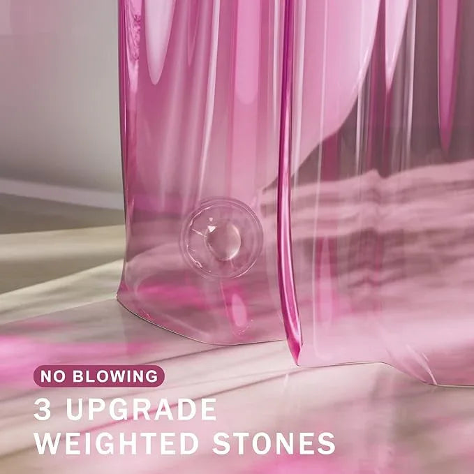 AmazerBath Pink Shower Curtain Liner for Bathroom, 100% EVA Soft Clear Heavy Duty Shower Curtain and Liner 2-in-1, 72x72 Luxury Plastic Weighted Shower Liner Bathroom - ModernBath