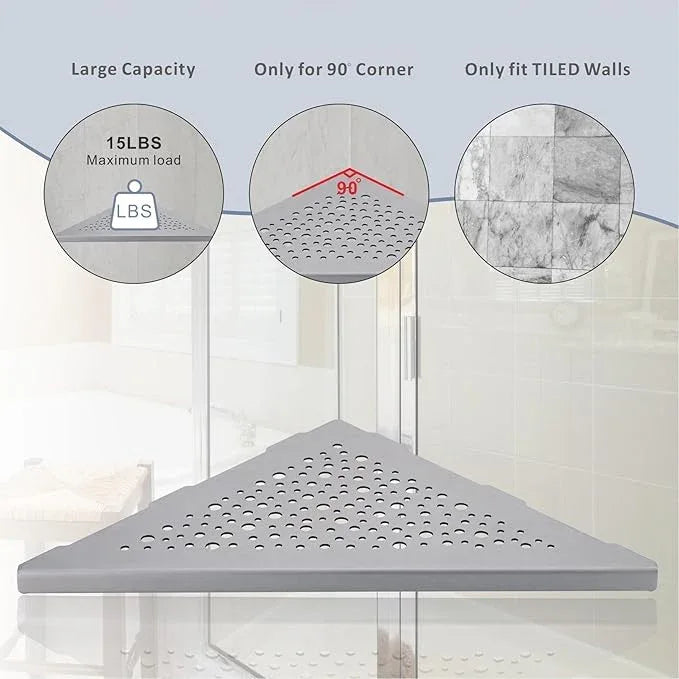10" Brushed Nickel Corner Shower Shelf, No Drill 304 Stainless Steel Recessed Shower Shelves Grout in Corner Tile Bathroom Shelves for Tiled Wall,2 Pack - ModernBath