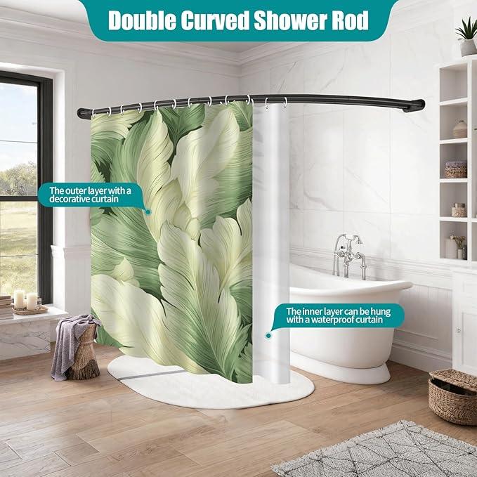 Anndason Double Curved Shower Curtain Rod 42 to 72 Inches Elegant Double Shower Curtain Rod Adjustable Wall Mounted Double Shower Curtain Pole for Bathroom (Black, 42 to 72") - ModernBath