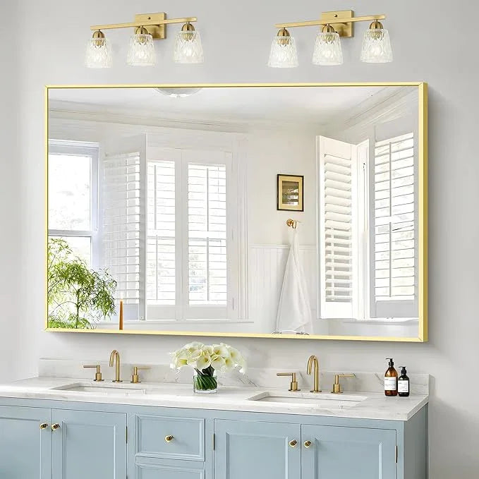 COFENY 40x60inch Gold Bathroom Mirror, Gold Rectangle Mirror with Frame, Large Rectangular Wall Mirrors for Bathroom, Living Room, Hair Salon, Big Farmhouse Mirror Hang Horizontal/Vertical - ModernBath