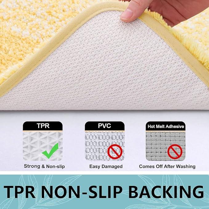 Arotive Microfiber Bathroom Rugs, Shaggy Soft and Absorbent Bath Rug, Non-Slip, Thick Plush Machine Washable Dry Bath Mats for Bathroom, Tub and Shower, 47x24, Light Yellow, Rectangular - ModernBath