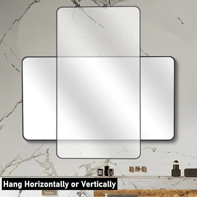 DESBING 36" x 48"Bathroom Mirror, Matte Black Wall Mirror with Metal Frame, Decorative Rectangular Vanity Mirror for Bedroom Bathroom Living Room Entryway (Horizontal/Vertical) - ModernBath