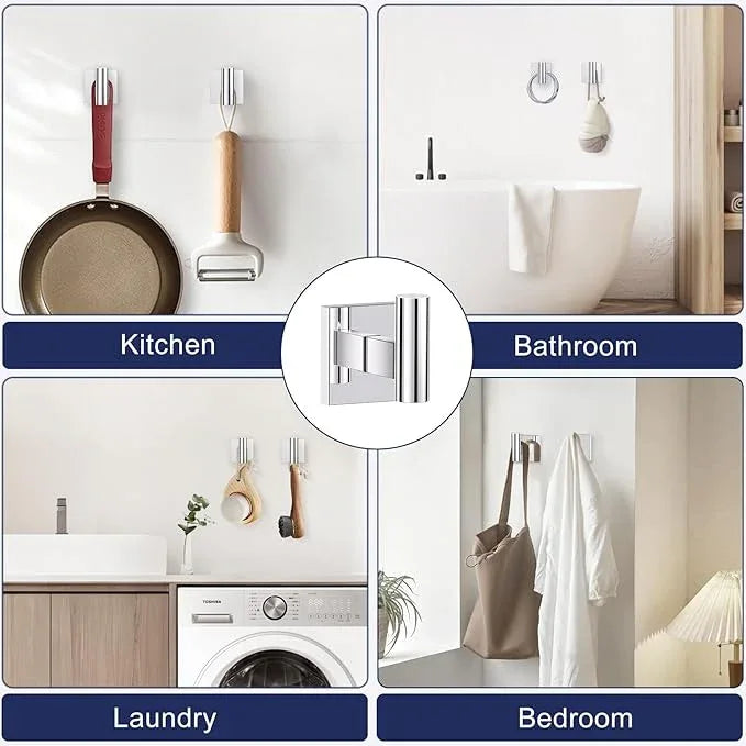 Towel Ring Set 4 Piece Bathroom Hardware Set Includes Towel Ring 2 Towel Hooks and Toilet Paper Holder Stainless Steel Wall Mounted (Polished Chrome) - ModernBath