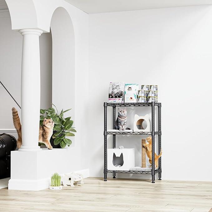 750 lbs 3 Tier Shelf Metal Storage Shelves Shelving Wire Rack Heavy Duty Closet Organizers for Garage Kitchen Bathroom Laundry Black 13.8" D x 23.6" W x 35.5" H - ModernBath