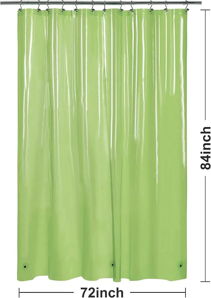 Barossa Design Extra Long Shower Curtain Liner with 3 Magnets - 72" x 84" XL, Waterproof PEVA Lightweight Shower Liner for Bathroom, PVC Free, Metal Grommets - Clear Green, 72x84 - ModernBath