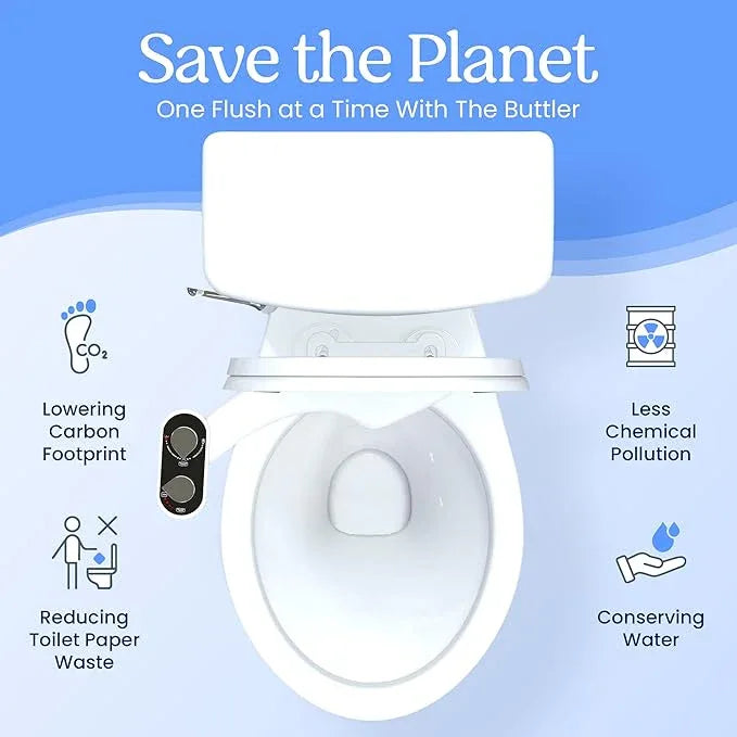 CLEAR REAR Bidet Attachment for Toilet Seat - Non-Electric, Self-Cleaning Dual Nozzle, Adjustable Water Pressure, Rear & Feminine Wash Hygienic Bathroom Upgrades - Fits Elongated Toilets (White) - ModernBath
