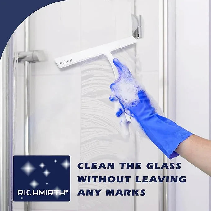 12 Inch Silicone Shower Squeegee for Glass Doors with Hook – Streak-Free Window Cleaner for Bathroom, Mirror, Tile & Car, No Scratch Squeegee with Metal Core - ModernBath