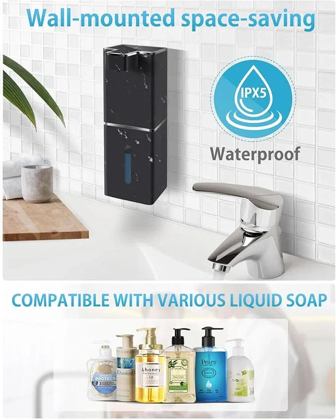 JEMISUN Automatic Liquid Soap Dispenser Touchless Soap Dispenser 380ml/12.8oz Rechargeable, Wall Mounted,4 Levels Adjustable Auto Soap Pump for Bathroom Kitchen Dish Soap - ModernBath