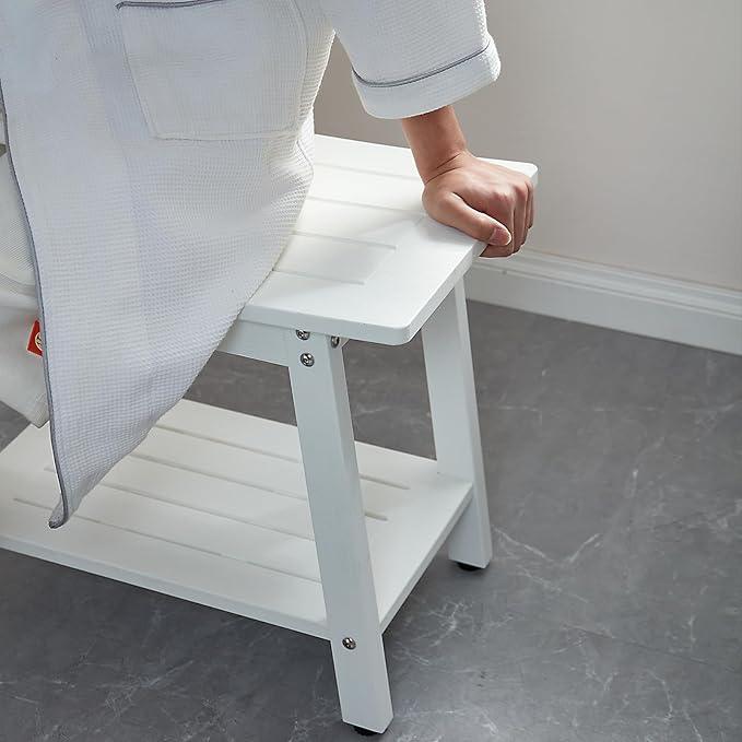 KaimuBench Large Waterproof Shower Bench for Inside, HDPS White Shower Stool for Shaving Legs, Spa Bath Chair Seat for Bathroom, Indoor/Outdoor Use, No Maintenance, Weight Capacity 500LBS - ModernBath