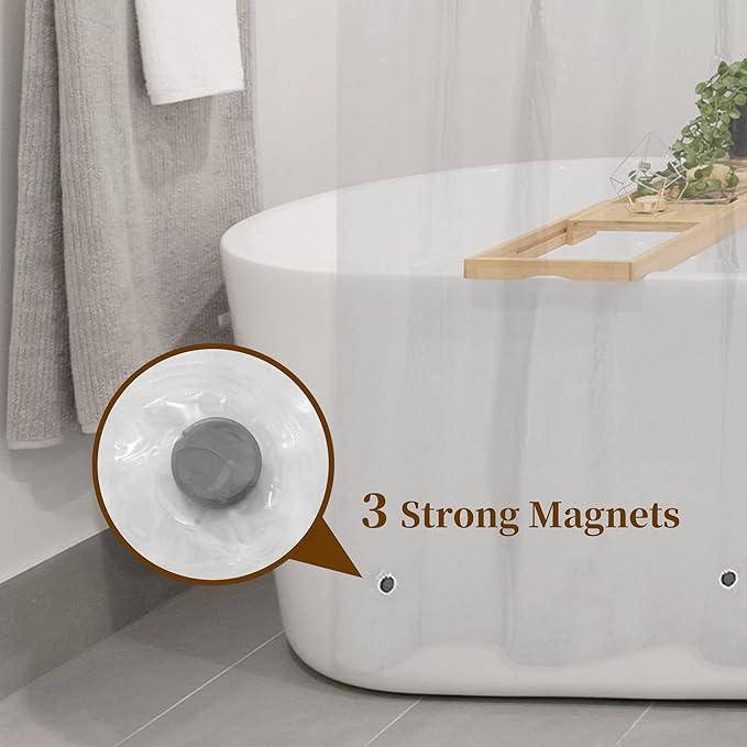 Barossa Design Plastic Shower Liner Clear - Premium PEVA Shower Curtain Liner with Rustproof Grommets and 3 Magnets, Waterproof Cute Lightweight Standard Size Bathroom Curtains - Clear - ModernBath