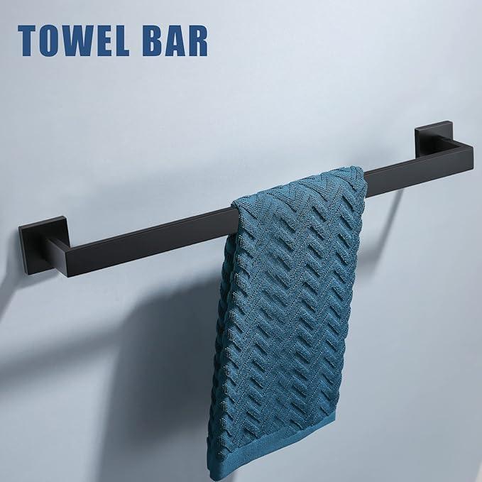 Bathroom Towel Bar Holder Sets Matte Black 4-Piece Bathroom Hardware Set Stainless Steel Bath Accessories Kit. Wall Mounted,23.6 Inch - ModernBath