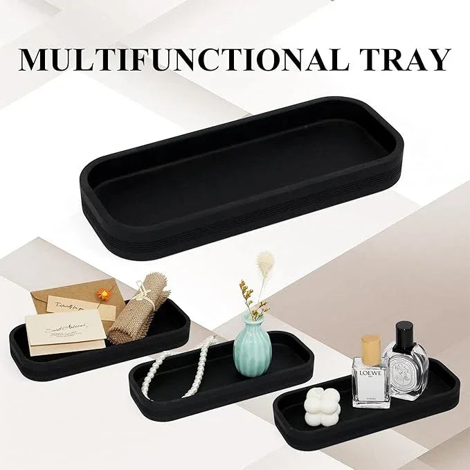 LIN CHUAN 6-Piece Bathroom Accessories Set, Organizer Set with Soap Dispenser, Toothbrush Holder Set, Vanity Tray, Tumbler & 2 Cotton Swab Jars – Modern Stylish Bathroom Storage(Matte Black) - ModernBath