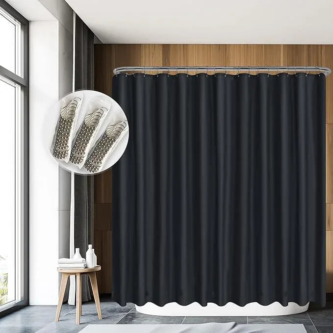 Barossa Design Clawfoot Tub Shower Curtain with 12 Magnets - 36 Metal Hooks Included, 180" W x 70" H Wrap Around, Waterproof PEVA Shower Liner for Bathroom, PVC Free, Metal Grommets - Black, 180x70 - ModernBath