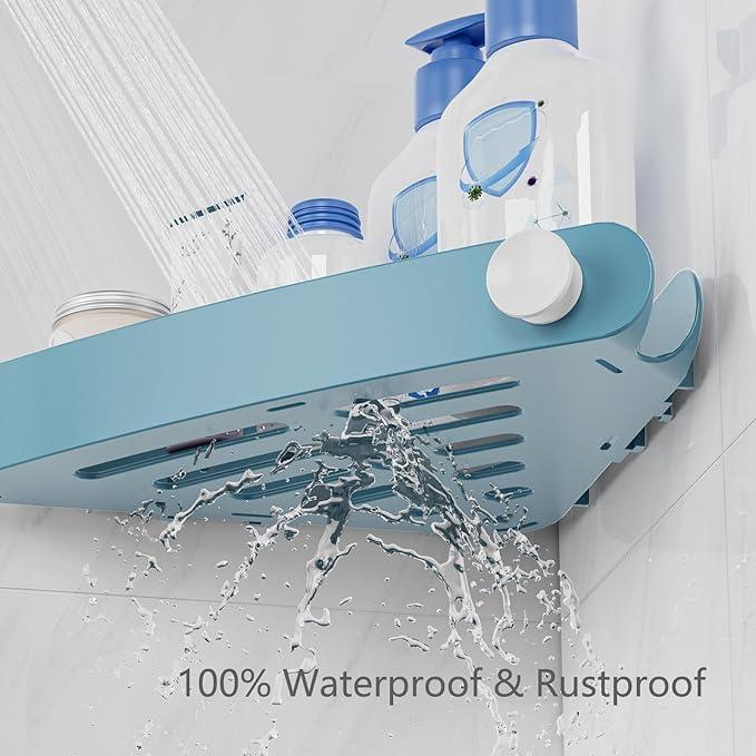 Sotfamily Shower Caddy Corner, 4 Pack Adhesive Corner Shower Shelves for Bathroom Organizers and Storage, Rust Free Plastic Rack for Bathroom Accessories & Decor, Light Blue - ModernBath