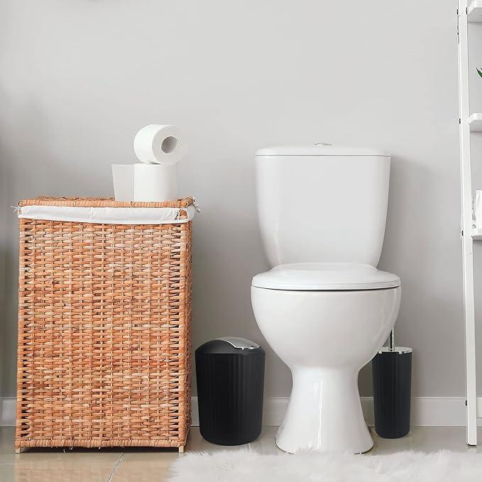 Bathroom Accessory Set - 10 Piece Black Bathroom Accessories Set with Trash Can, Toothbrush Holder and Cup, Soap Dispenser, Soap Dish, Toilet Brush Holder, Vanity Tray, Qtip Holder, Tissue Box Cover - ModernBath