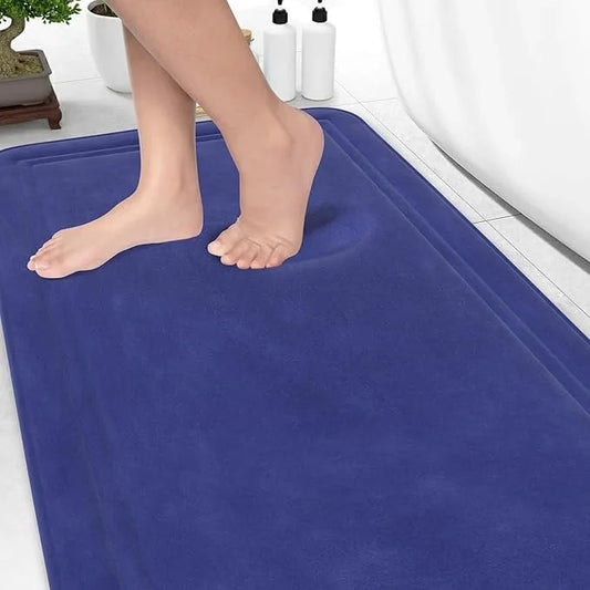 ITSOFT Memory Foam Bath Mat 59x23, Non Slip, Machine Washable, Quick Dry & Absorbent Rugs, Bath Mats for Bathroom Floor, Tub & Shower, Bathroom Rug, Blue - ModernBath