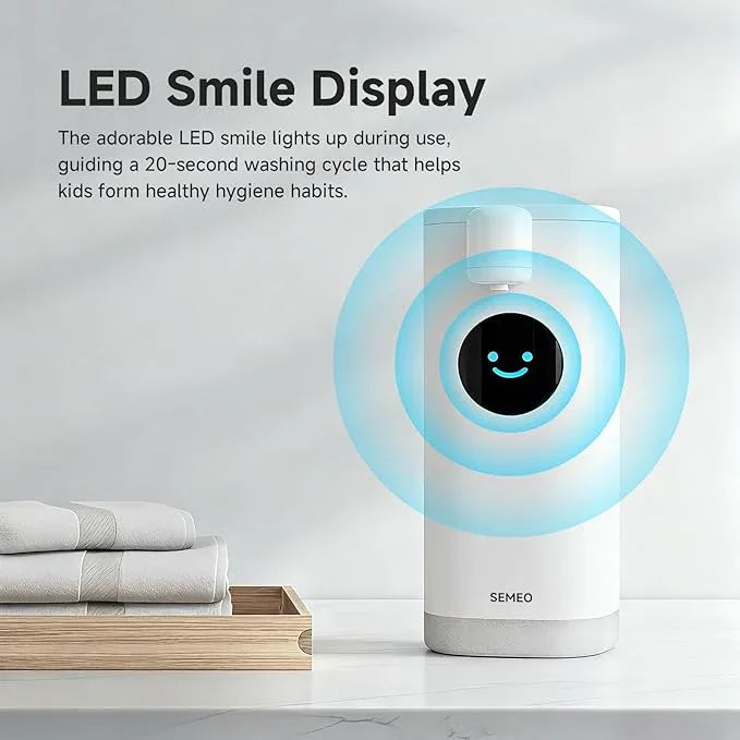 Automatic Foaming Soap Dispenser, 350ml Touchless Smart Hand Soap Dispenser with LED Smile Timer, Type-C Rechargeable 180-Day Battery, IPX7 Waterproof, Wall Mounted for Bathroom & Kitchen (White) - ModernBath