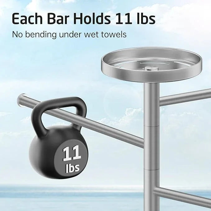 KES Hot Tub Towel Rack Outdoor with 1.5X Heavier Natural Marble Weighted Base, Pool Towel Rack with 360° Adjustable Arms & Storage Tray, 18/8 Stainless Steel, Brushed Steel, OTR203-2 - ModernBath