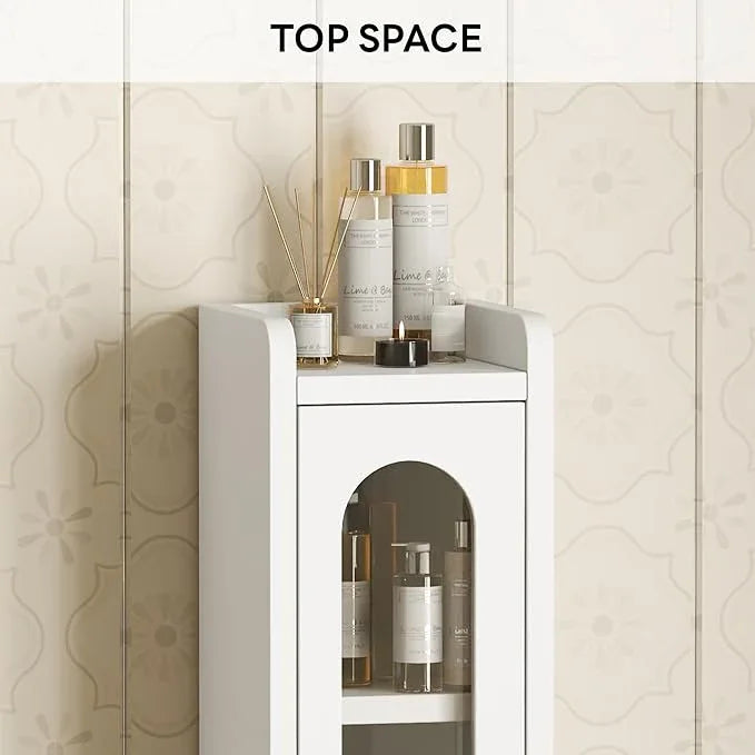 LIKIMIO 69" H Tall Bathroom Storage Cabinet with 2 Doors & 1 Drawer, Narrow Adjustable Shelves & Pull-Out Tissue Holder, Slim Freestanding Cabinet for Small Spaces, Kitchen, Entryway, White - ModernBath