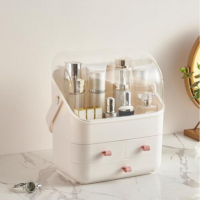 Large Makeup Organizer w Drawers Beauty Organizer Makeup Box Holder Vanity Organization Desk Countertop MakeUp Organizers Bathroom Counter Organizer Skincare Cosmetic Case Stand Dustproof Lid Gift - ModernBath