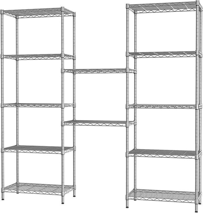 SINGAYE 6 Shelf Wire Shelving Unit Adjustable Metal Shelves Standing Bathroom Organizers and Storage Wire Closet Metal Pantry Kitchen 12" DX22 W 69.5" H Gray - ModernBath