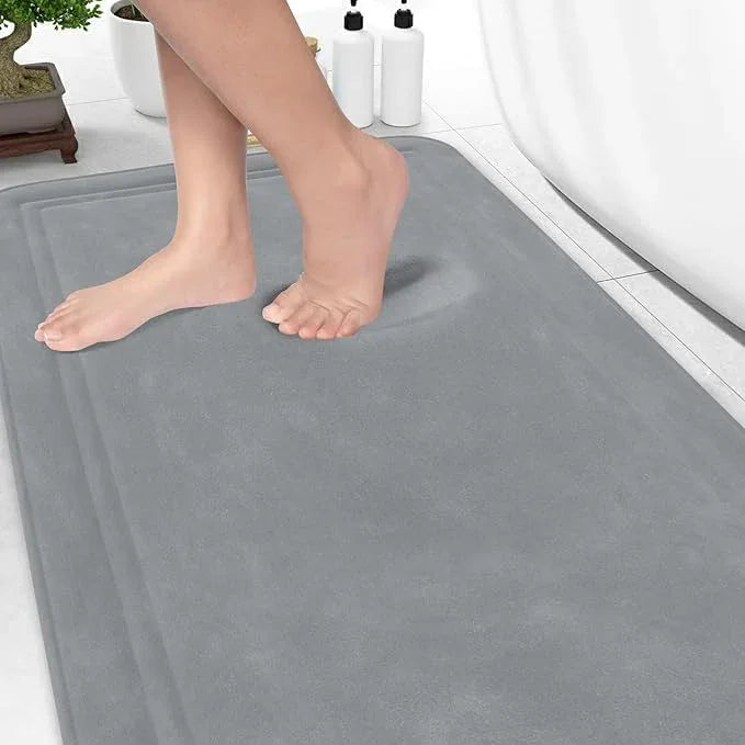ITSOFT Memory Foam Bath Mat 59x23, Non Slip, Machine Washable, Quick Dry & Absorbent Rugs, Bath Mats for Bathroom Floor, Tub & Shower, Bathroom Rug, Gray - ModernBath