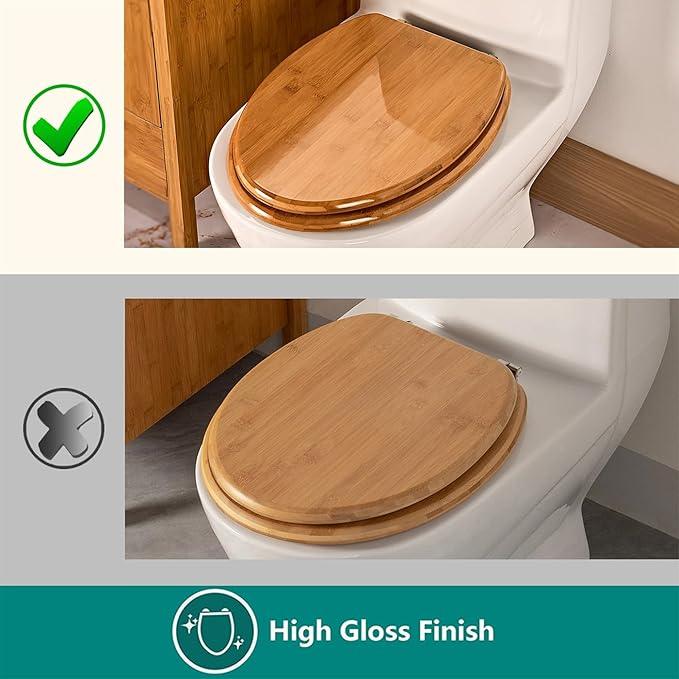 Toilet Seat, Solid Wood, Bamboo, High Gloss Finis, PIKLiDS (Elongated) - ModernBath