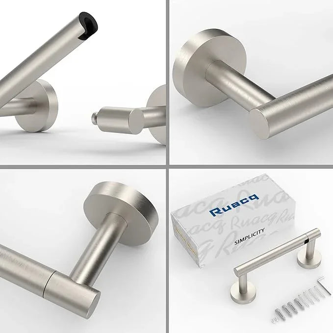 Ruacq Toilet Paper Holder Brushed Grey Double Post Pivoting Round Tissue Holders Roll Holder Hangers Toilet Paper Holders SUS 304 Stainless Steel Modern Wall Mounted - ModernBath