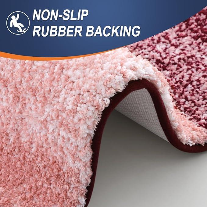 OLANLY Bathroom Runner Rugs 47x17, Extra Soft Absorbent Microfiber Bath Rugs, Rubber Backing, Quick Dry, Machine Washable Bath Mats for Bathroom Floor, Tub and Shower, Home Decor Accessories, Red - ModernBath