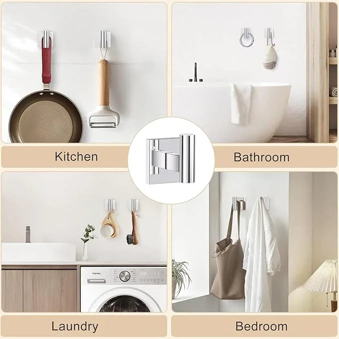 Towel Ring Set 4 Piece Bathroom Hardware Set Includes Towel Ring 2 Towel Hooks and Toilet Paper Holder Stainless Steel Wall Mounted (Polished Chrome) - ModernBath