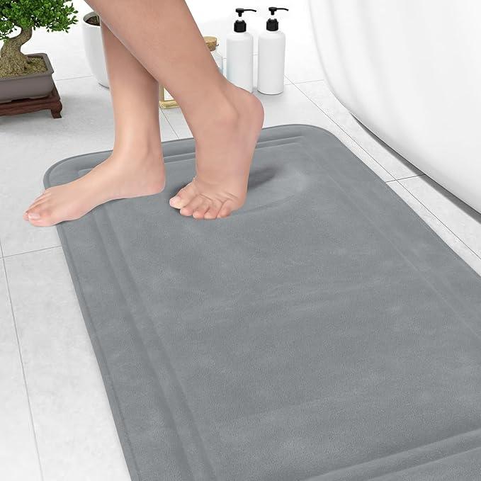 ITSOFT Memory Foam Bath Mat 31x20, Non Slip, Machine Washable, Quick Dry & Absorbent Rugs, Bath Mats for Bathroom Floor, Tub & Shower, Bathroom Rug, Gray - ModernBath
