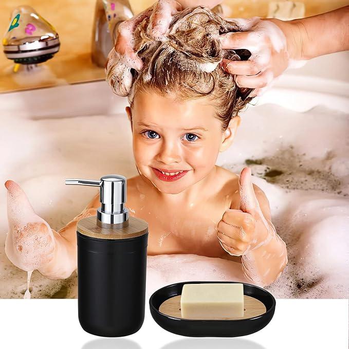 iMucci 9Pcs Black Bathroom Accessories Set with Trash Can Bathroom Set Black Bathroom Accessories Bathroom Decor - ModernBath