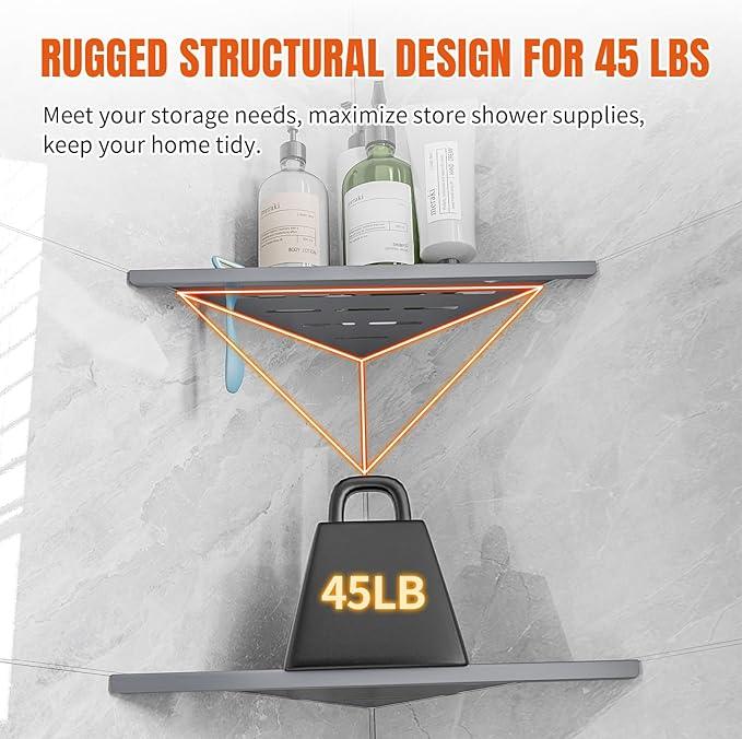 Corner Shower Shelf with Rozar Hole,Rustproof Stainless Steel Corner Shower Caddy Organizer Modern Sturdy Shower Shelf for Inside Shower 10" Large Capacity No-Drill Rack Storage Bathroom Accessories - ModernBath